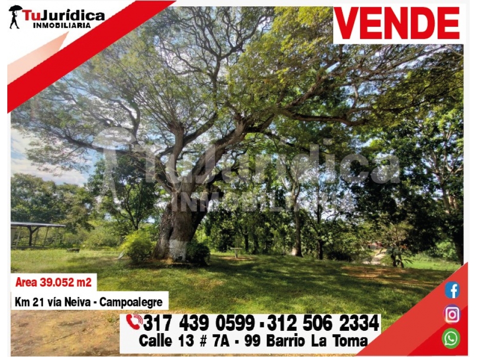 SE VENDE HERMOSA FINCA DE 4 HECTAREAS KM 21 NEIVA-CAMPOALEGRE