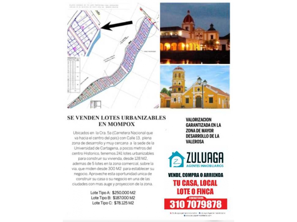 En Venta Lotes Urbanizables en Mompox , a lado del 1 de Mayo.